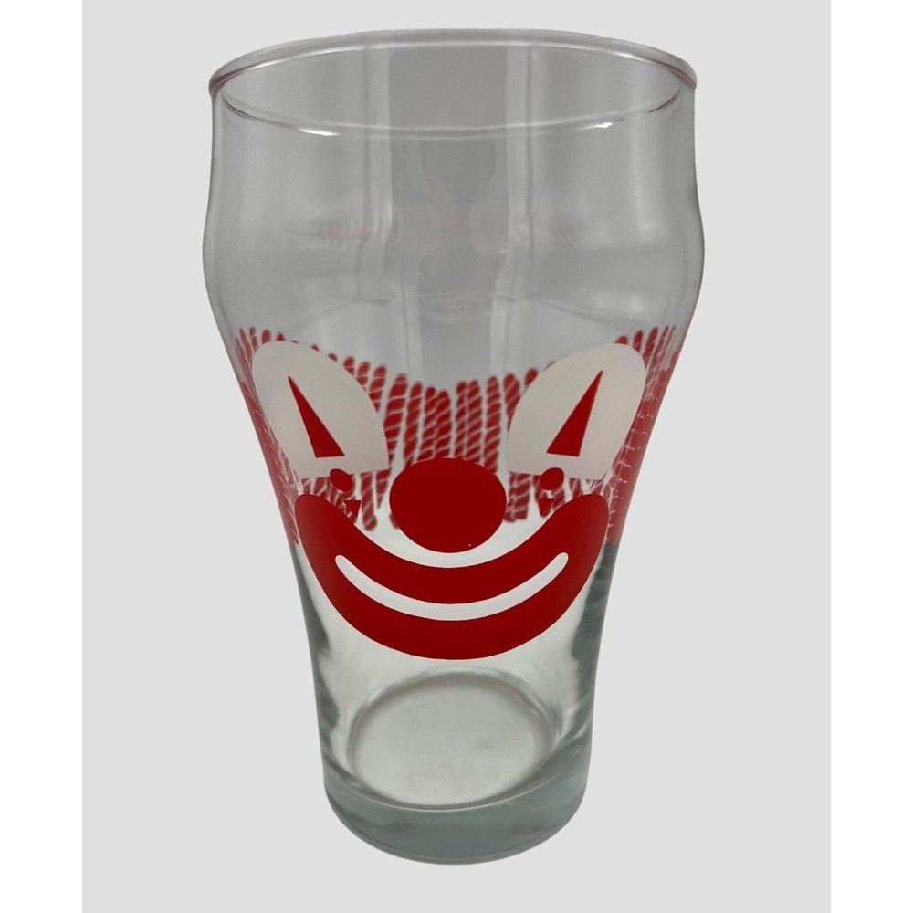 Vintage Clown Themed Large Glass Tumbler 32 Ounce 7" Tall Circus Collectible